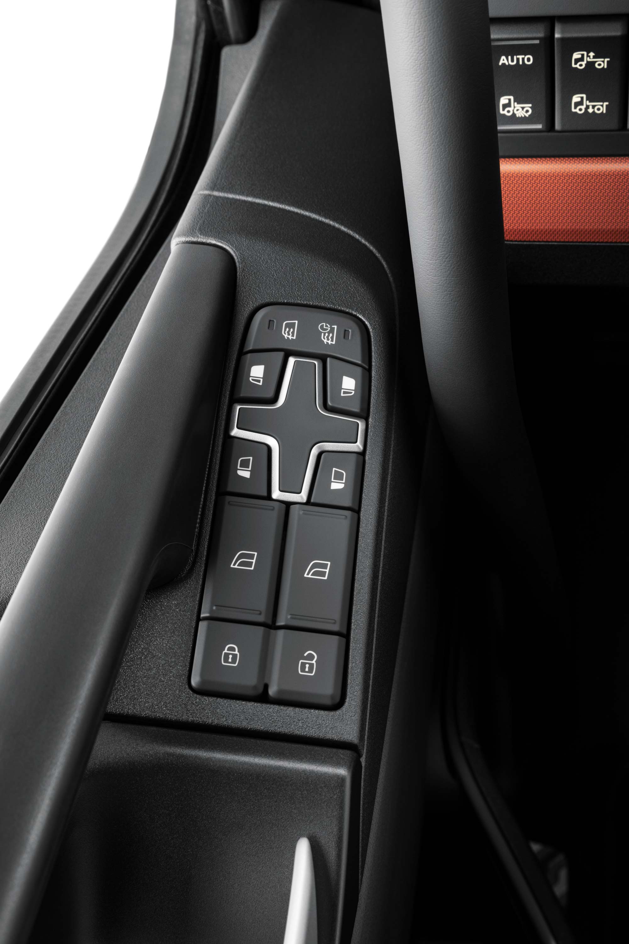 Bedieningselementen die in het interieur van de Volvo FH16 zijn geïntegreerd voor gemakkelijke toegang.